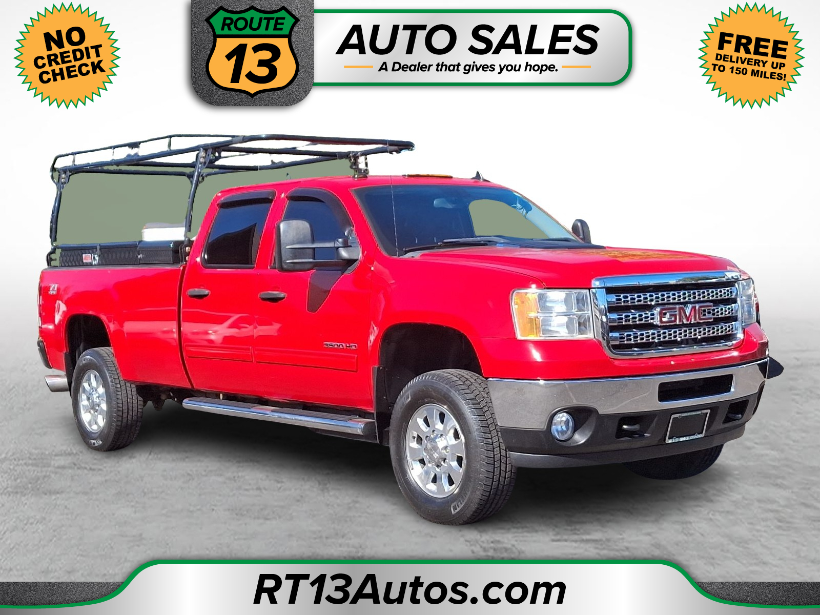 Fire Red - 74U 2013 GMC Sierra 3500HD SLE Crew Cab 4WD Pickup Truck Four-Wheel Drive Automatic