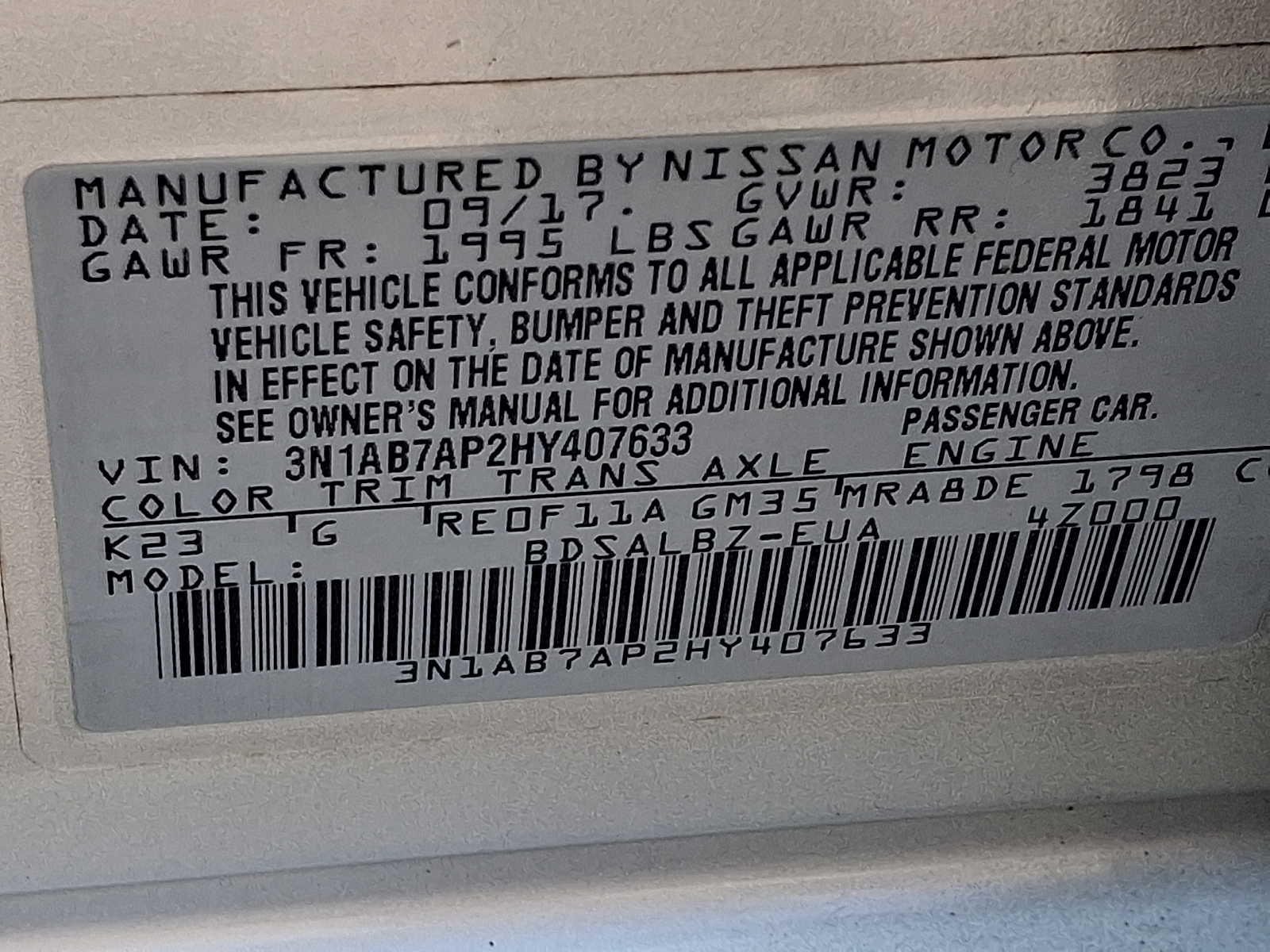 Used 2017 Nissan Sentra Sedan