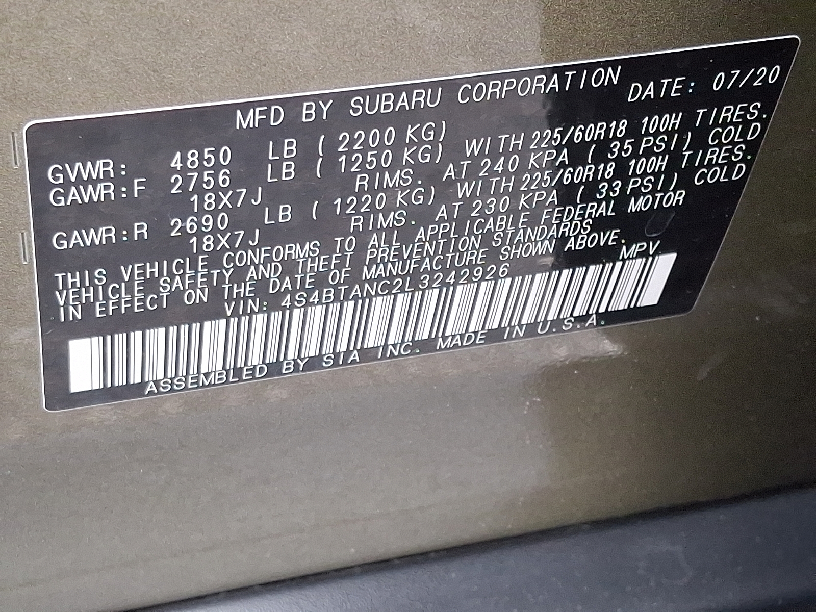 Used 2020 Subaru Outback SUV