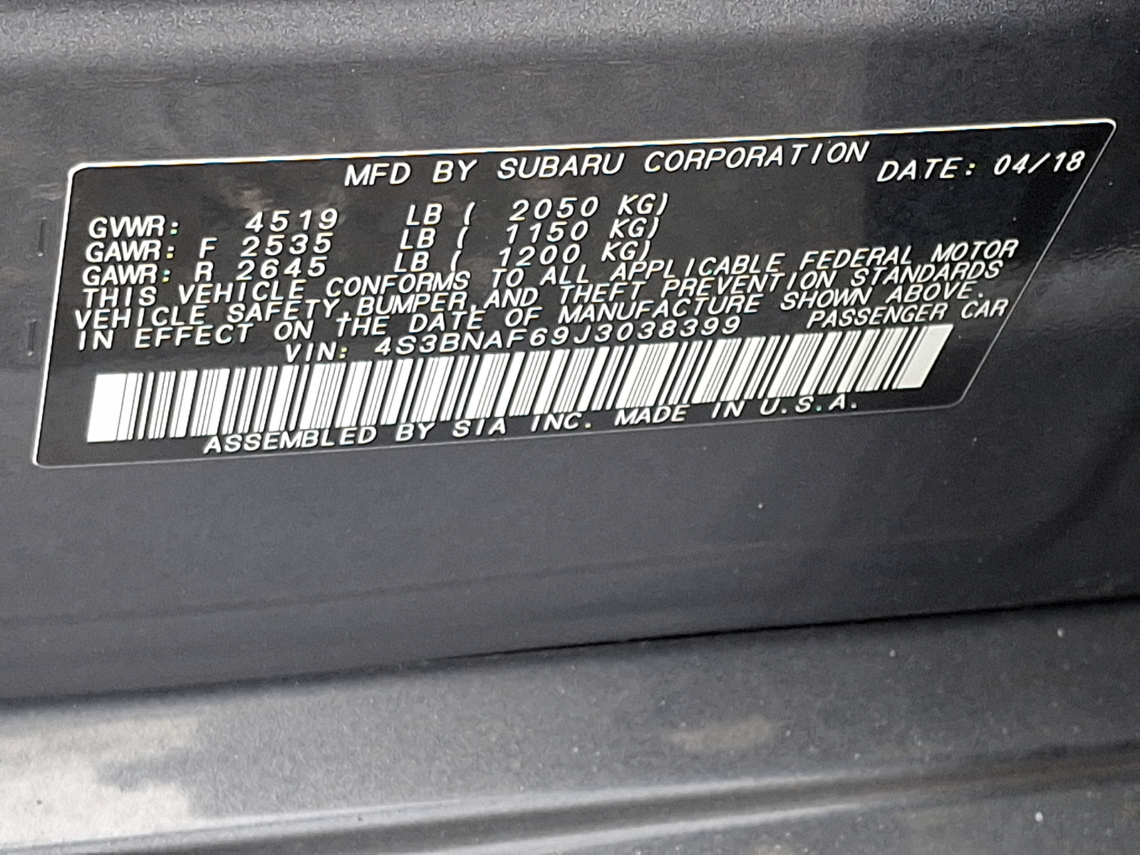 Used 2018 Subaru Legacy Sedan