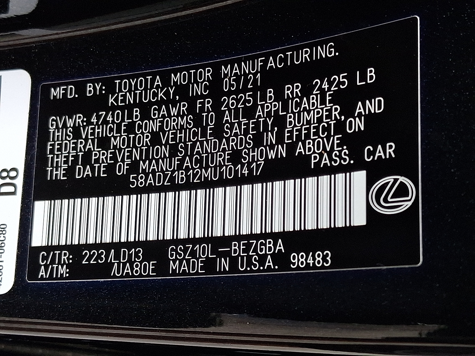 Used 2021 Lexus ES 350 Sedan
