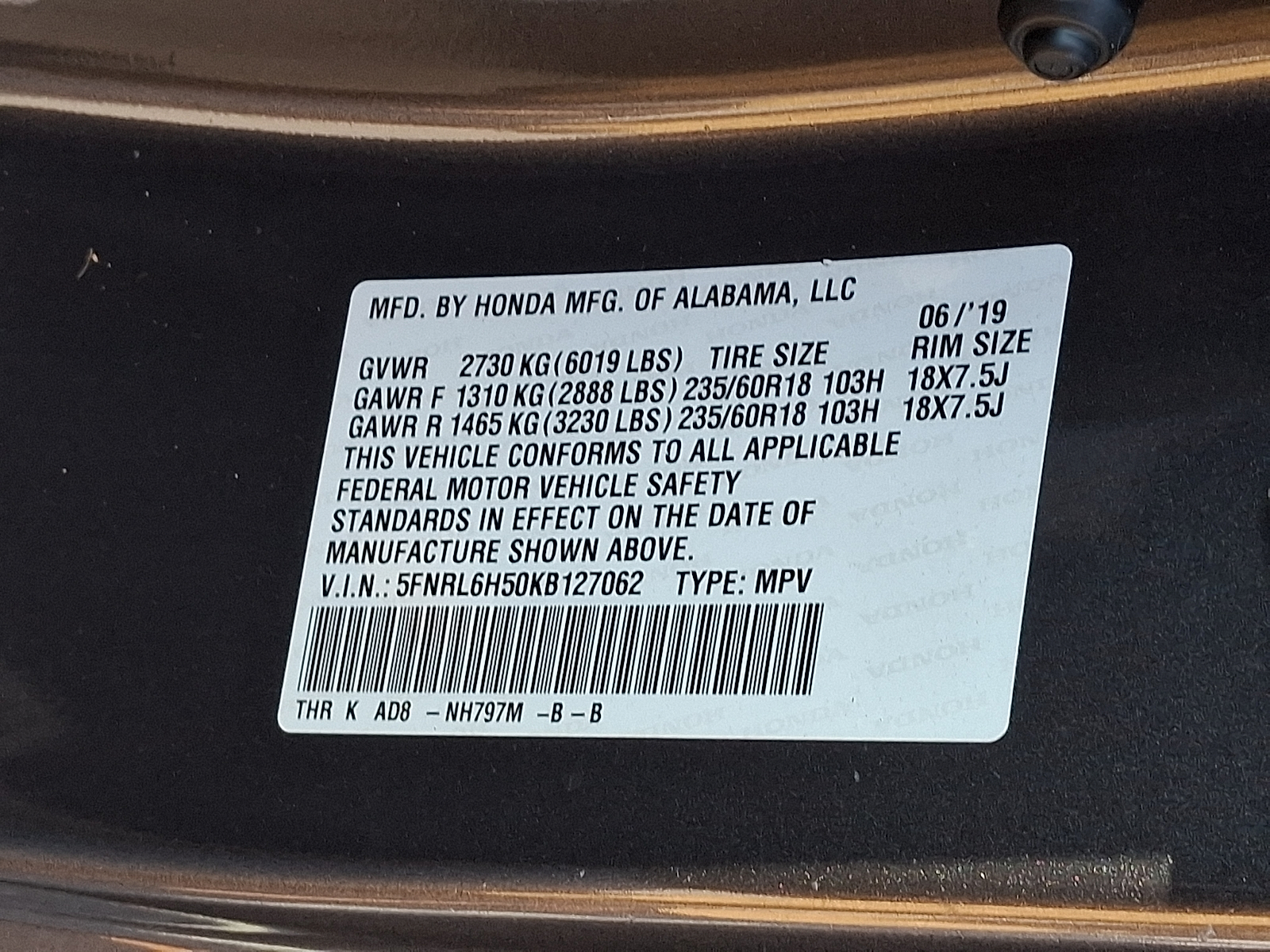 Used 2019 Honda Odyssey Van