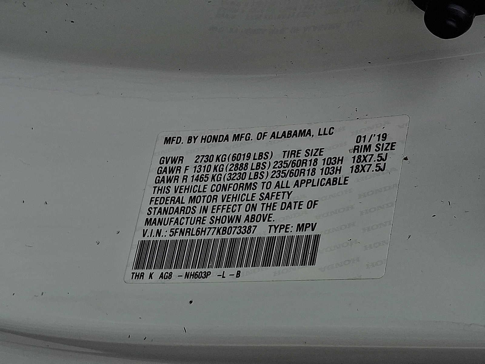Used 2019 Honda Odyssey Van