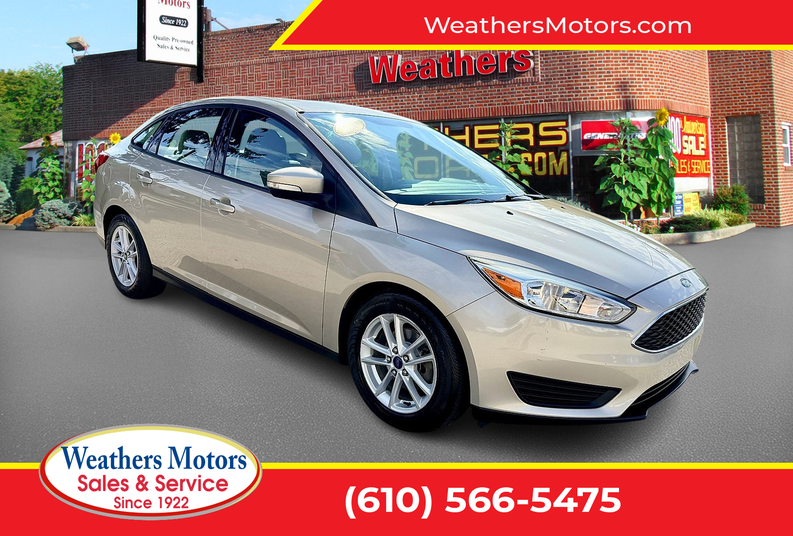 White Gold Metallic 2017 Ford Focus Sedan Front-Wheel Drive Manual