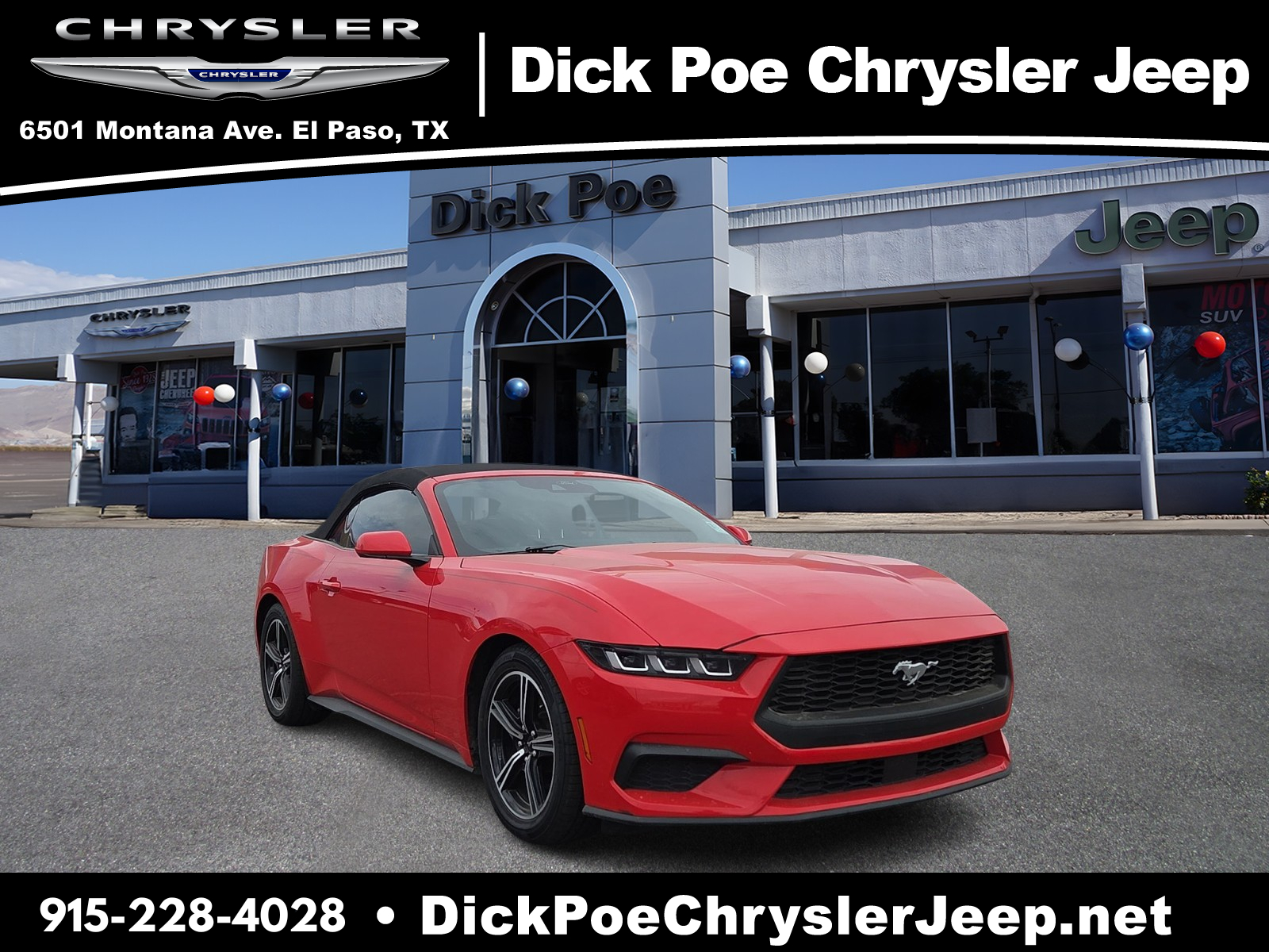 Red 2024 Ford Mustang Convertible Rear-Wheel Drive Automatic