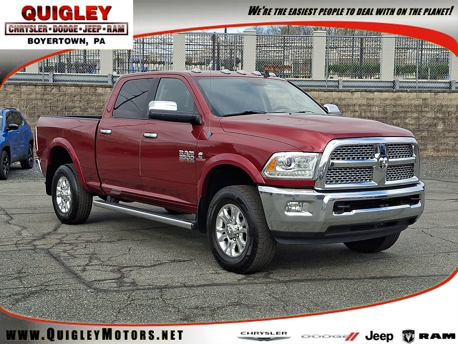 Deep Cherry Red Crystal Pearlcoat 2013 RAM 3500 Laramie Crew Cab 4WD Pickup Truck Four-Wheel Drive Automatic