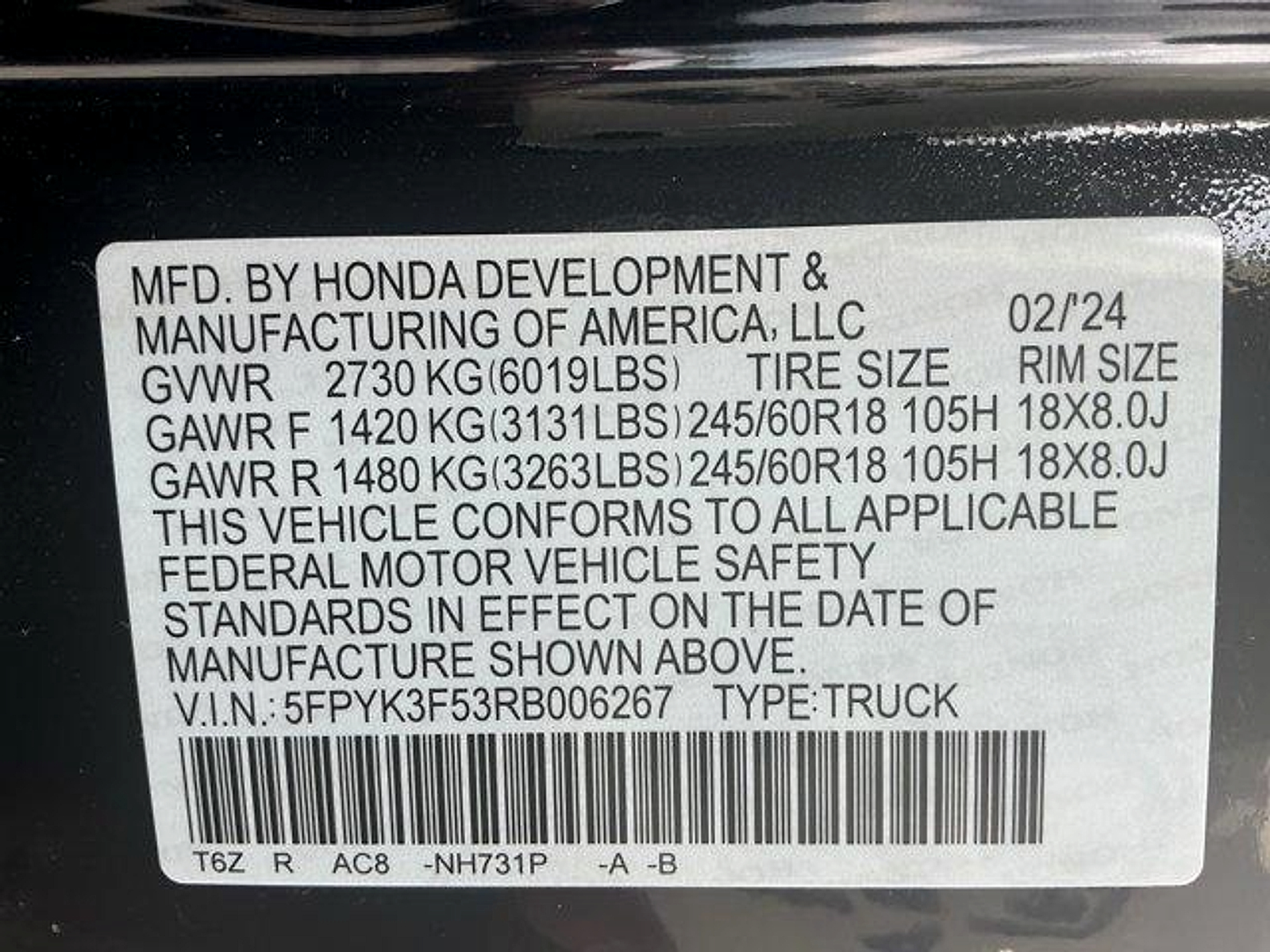 Used 2024 Honda Ridgeline Sedan