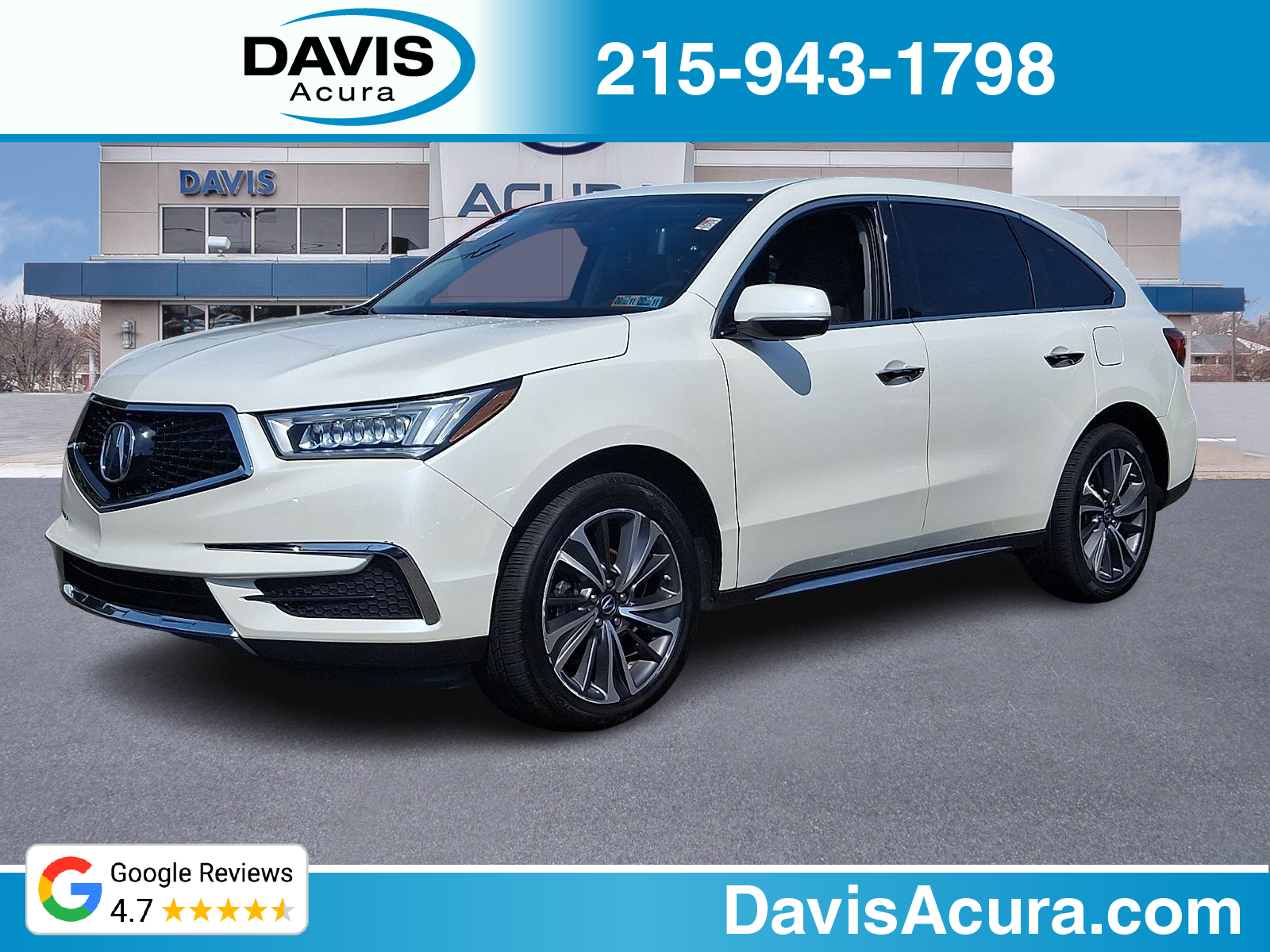 White Diamond Pearl - WA 2019 Acura MDX SUV / Crossover All-Wheel Drive Automatic
