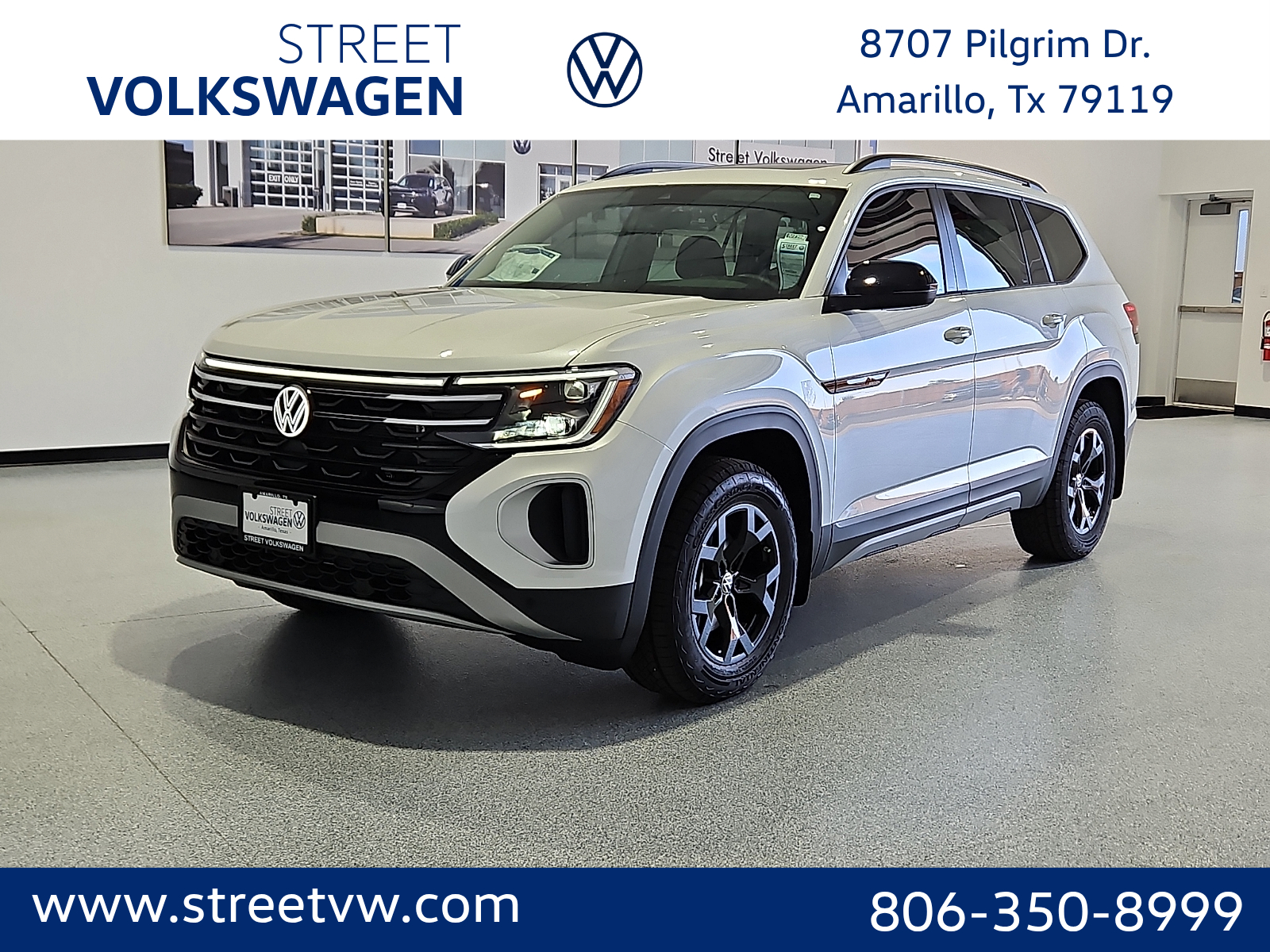 2026 Volkswagen Atlas Peak Edition Opal White Pearl at Street VW of Amarillo
