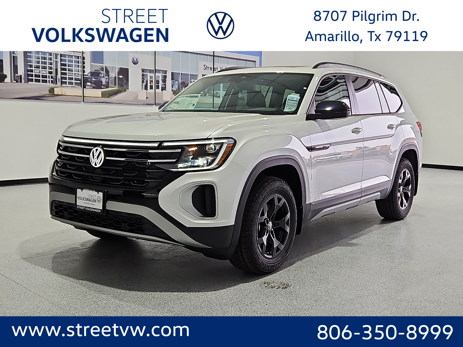 2026 Volkswagen Atlas Peak Edition Opal White Pearl at Street VW of Amarillo