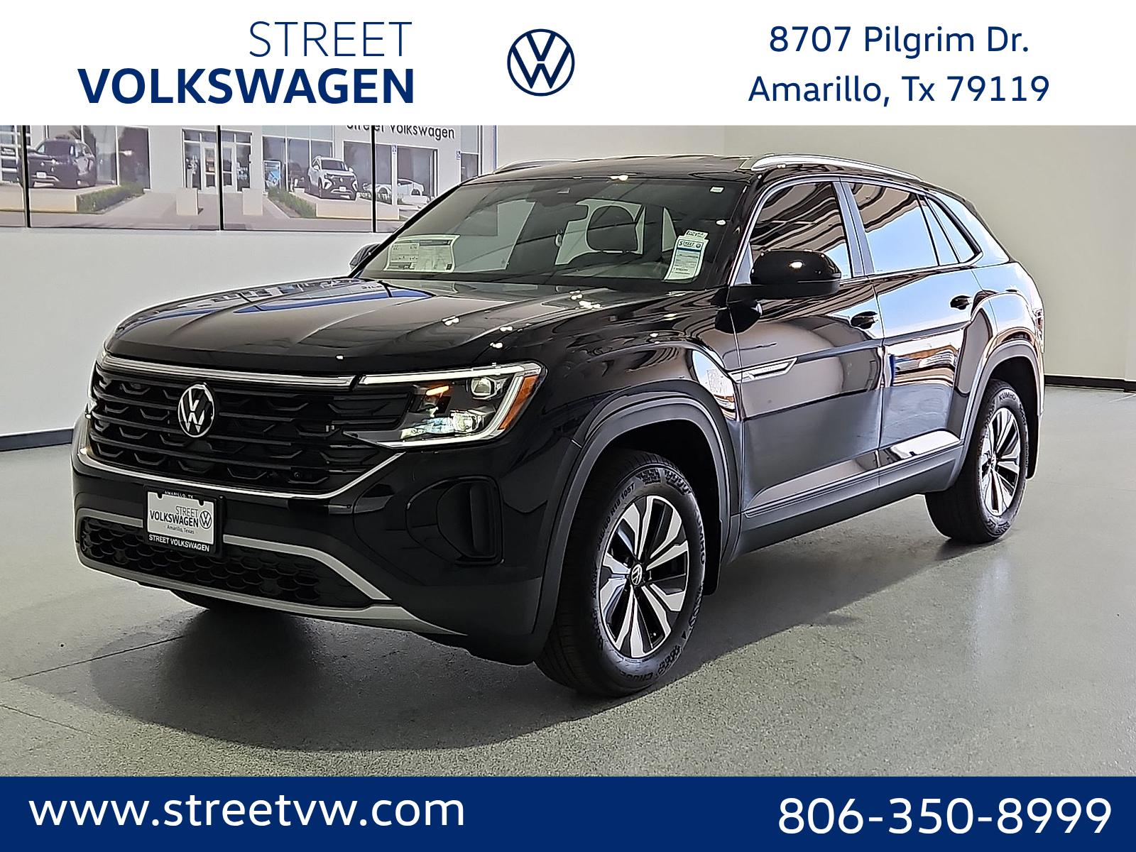 2026 Volkswagen Atlas Cross Sport SE Deep Black Pearl at Street VW of Amarillo