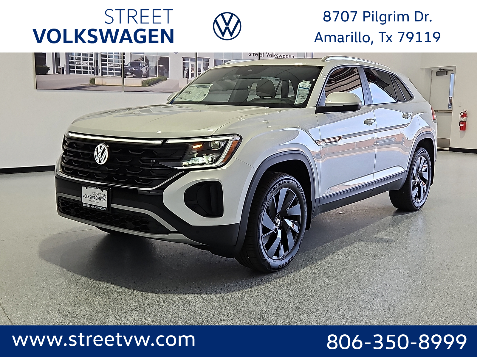 2026 Volkswagen Atlas Cross Sport SE with Technology Opal White Pearl at Street VW of Amarillo