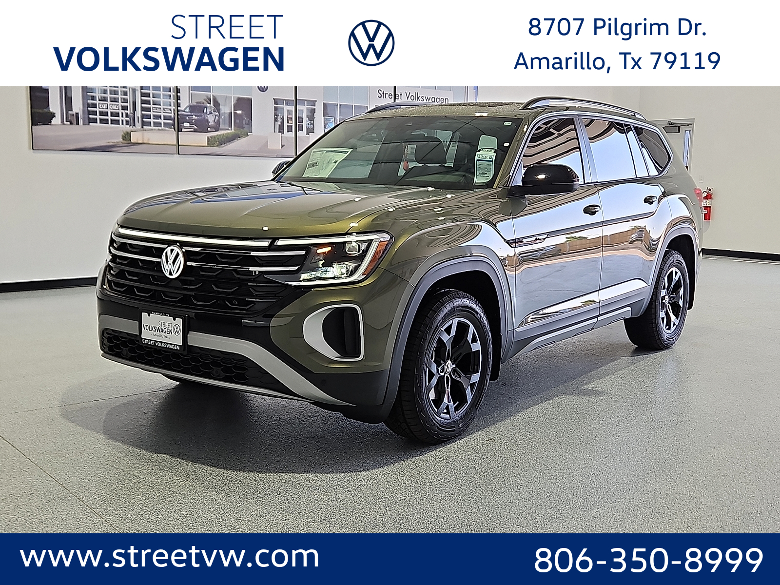 2026 Volkswagen Atlas Peak Edition Avocado Green Pearl at Street VW of Amarillo