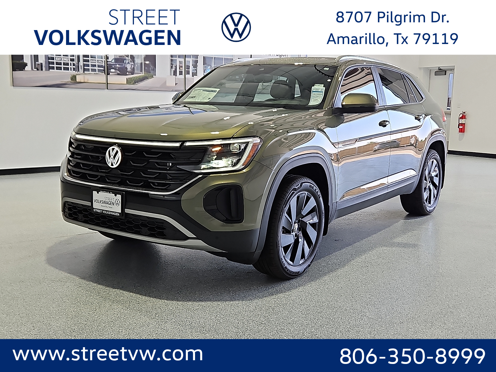 2026 Volkswagen Atlas Cross Sport SE with Technology Avocado Green Pearl at Street VW of Amarillo
