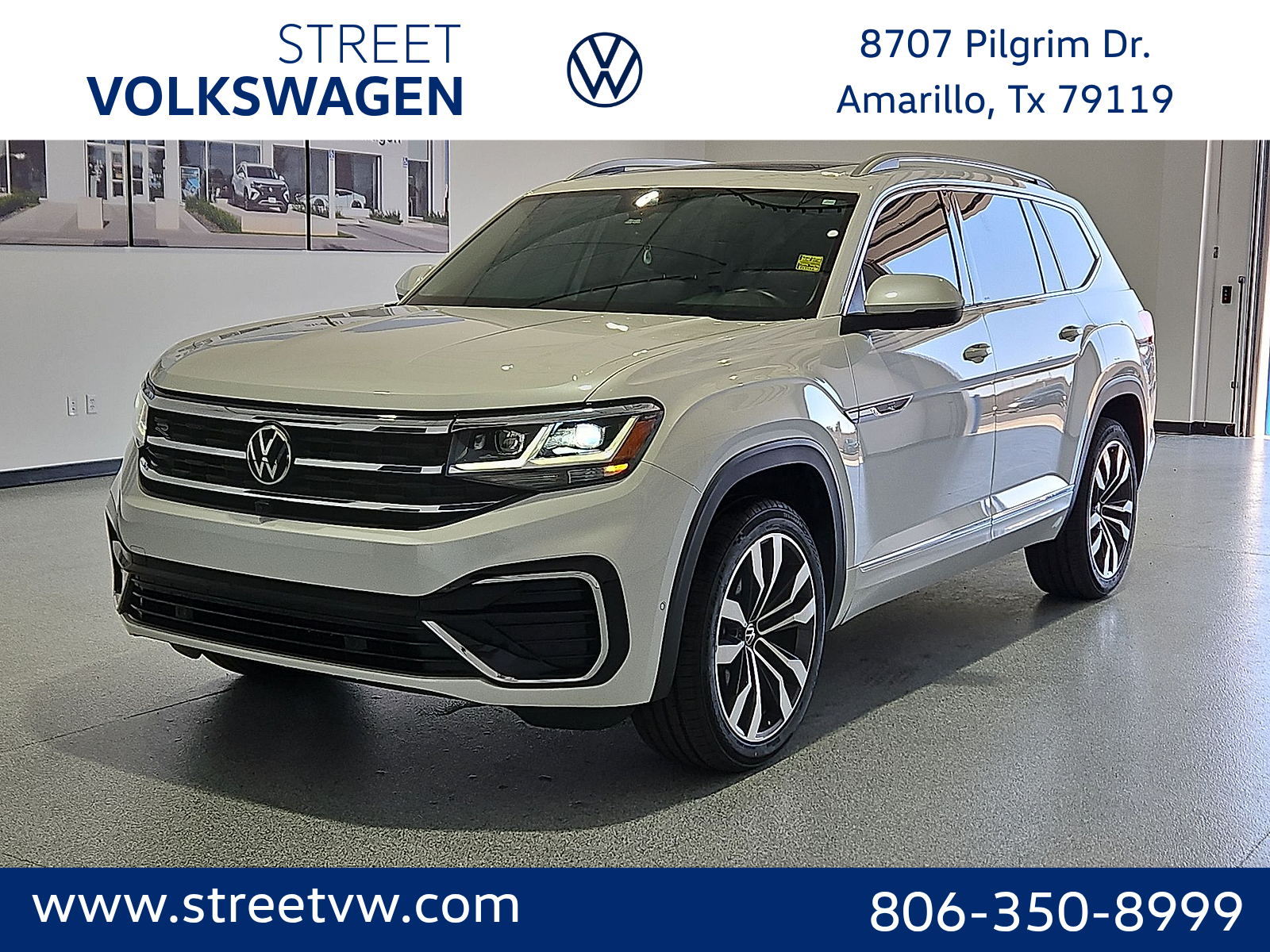 2022 Volkswagen Atlas 3.6L V6 SEL Premium R-Line Oryx White Pearl at Bobby Duby Motors