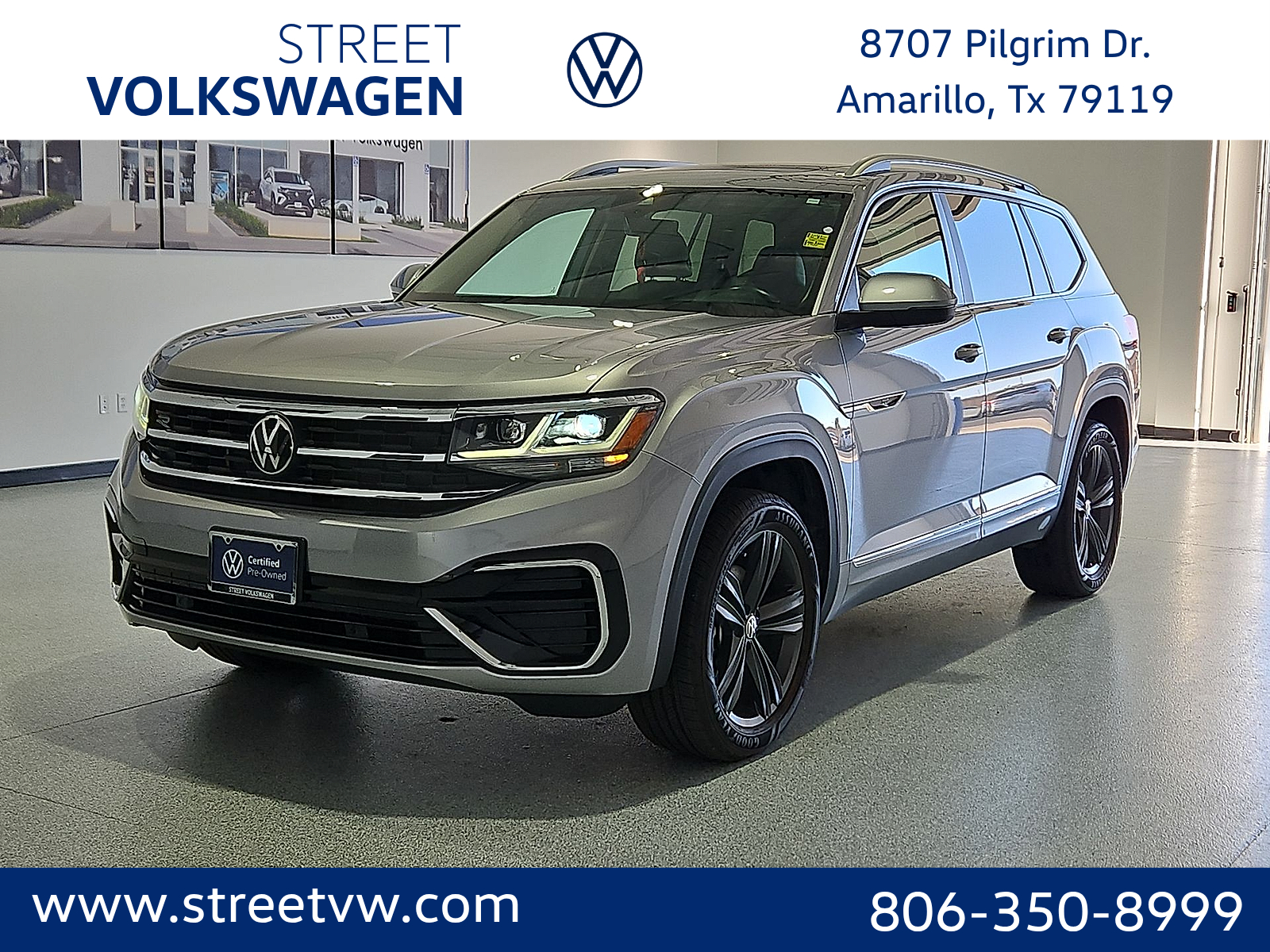 2022 Volkswagen Atlas 3.6L V6 SEL R-Line Pyrite Silver Metallic at Bobby Duby Motors