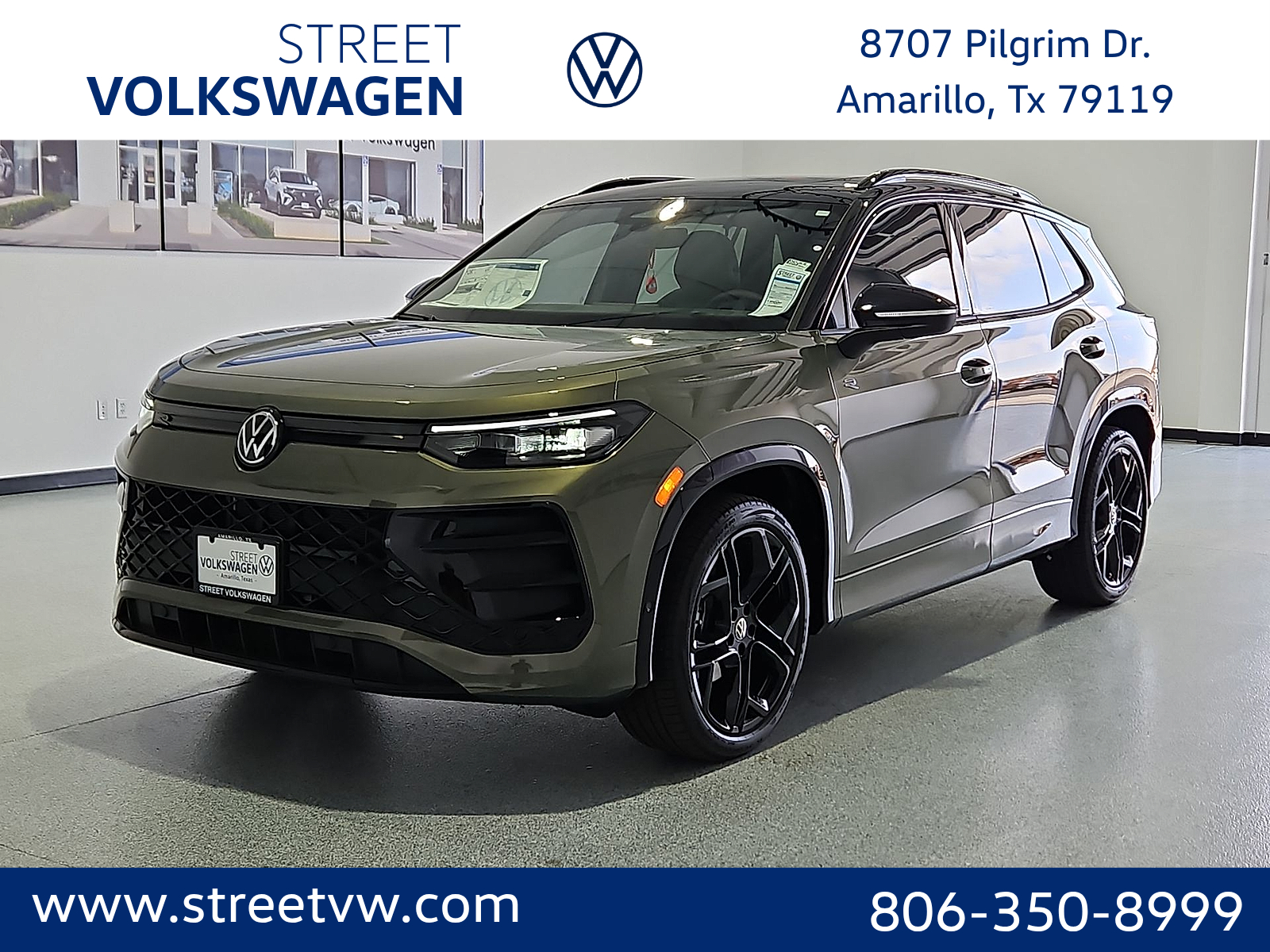 2026 Volkswagen Tiguan SE R-Line Black Avocado Green w/Deep Black Roof at Street VW of Amarillo