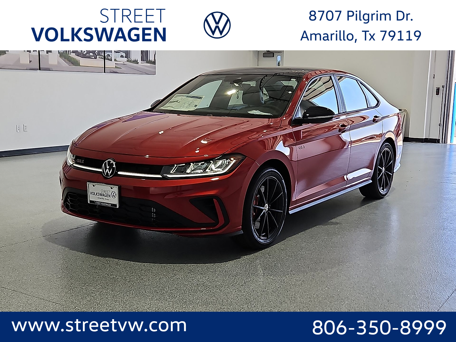 2026 Volkswagen Jetta GLI Autobahn Kings Red Metallic w/Deep Black Roof at Street VW of Amarillo