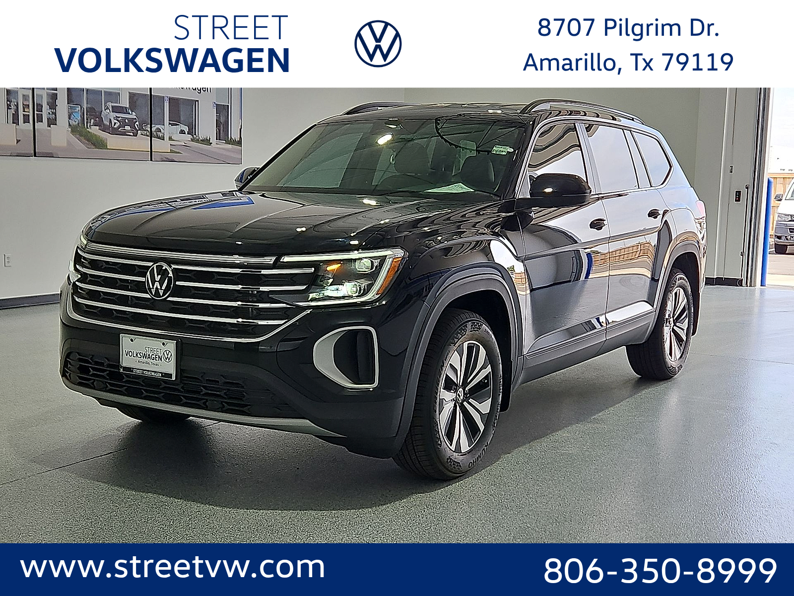 2026 Volkswagen Atlas SE Deep Black Pearl at Street VW of Amarillo