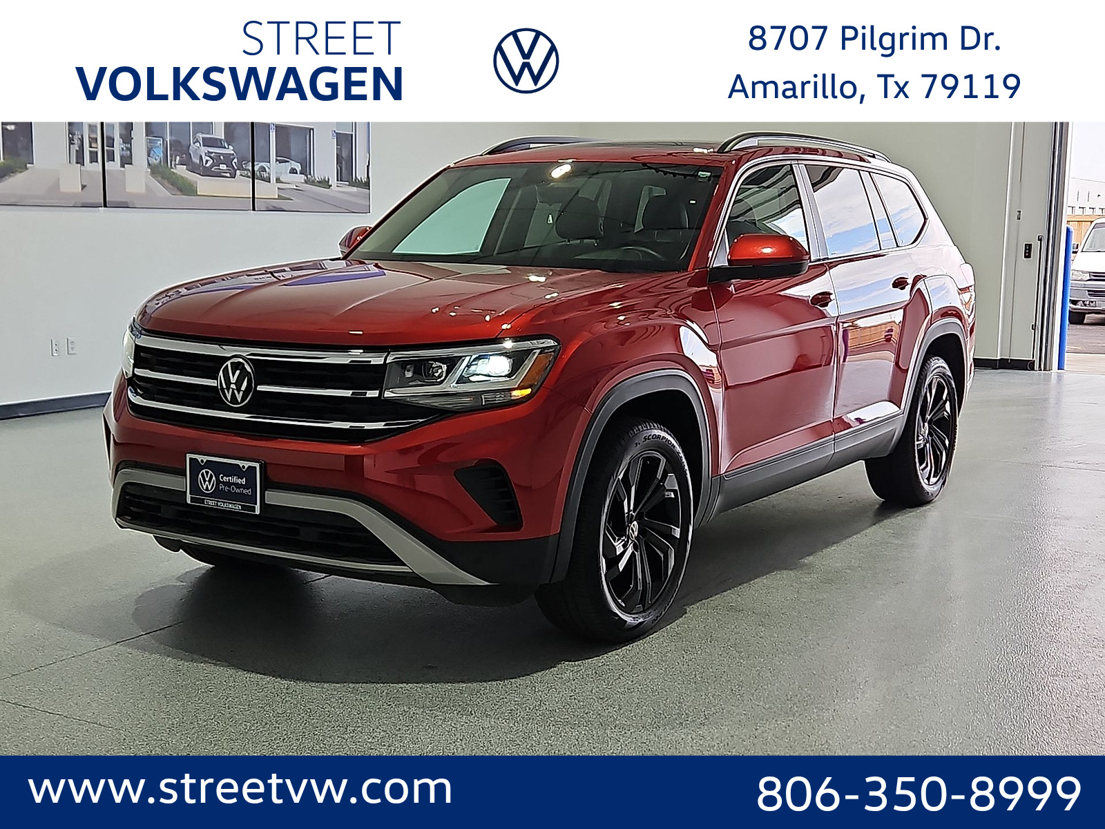 2023 Volkswagen Atlas 2.0T SE w/Technology Red Metallic at Street VW of Amarillo