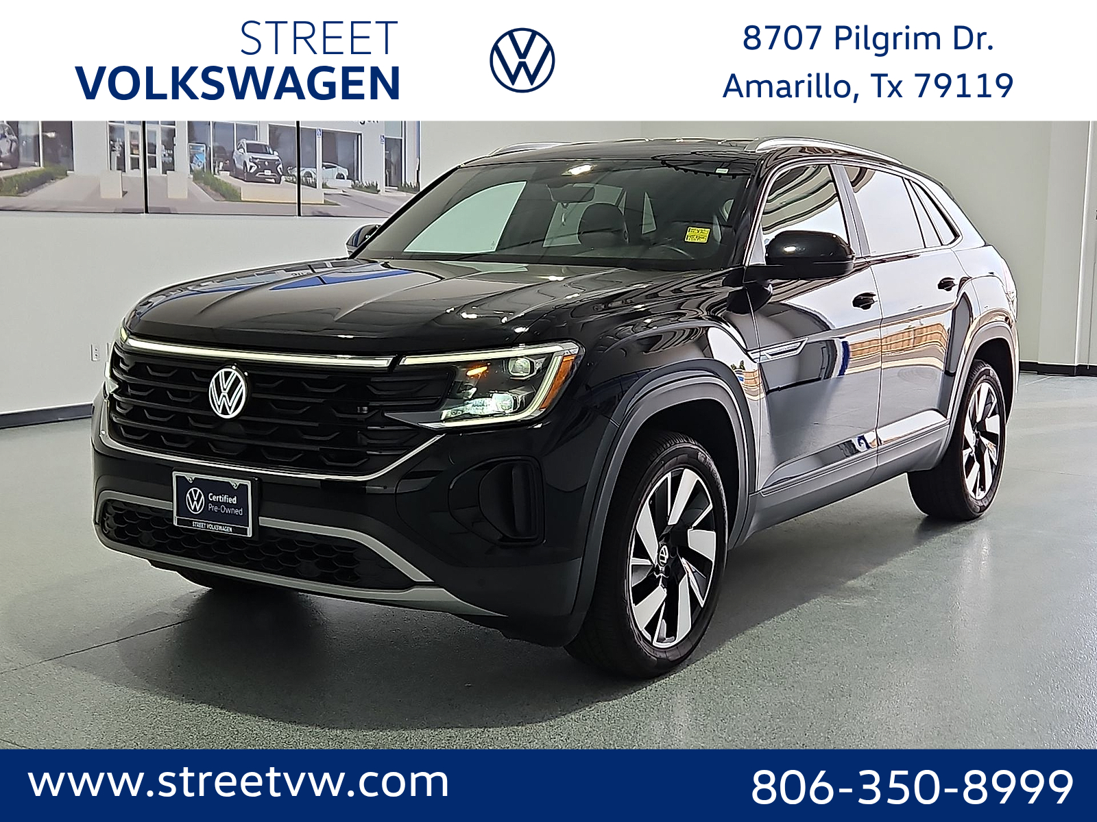 2024 Volkswagen Atlas Cross Sport 2.0T SE w/Technology Deep Black Pearl at Street VW of Amarillo