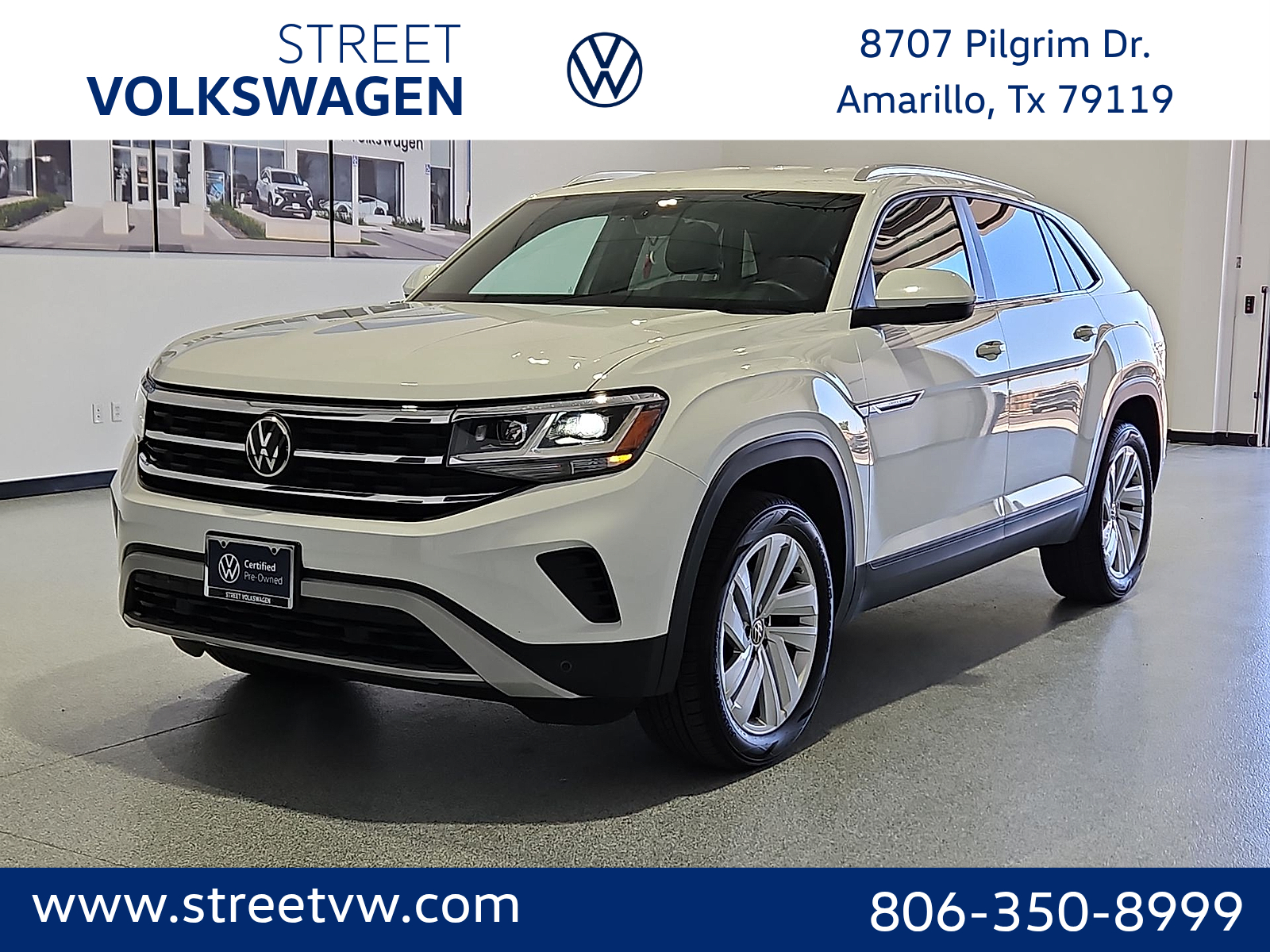 2023 Volkswagen Atlas Cross Sport 3.6L V6 SE w/Technology Pure White at Street VW of Amarillo