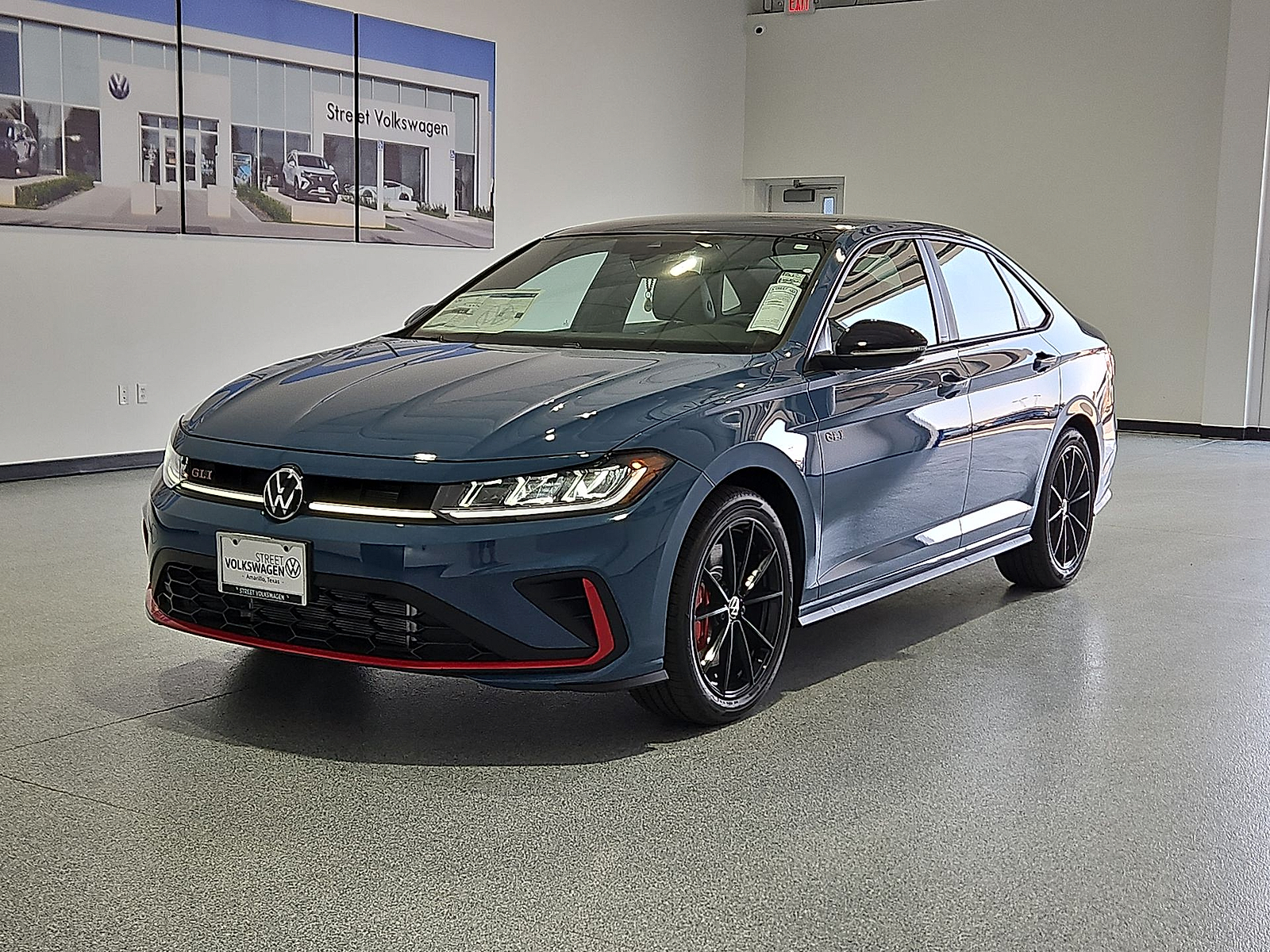 2026 Volkswagen Jetta GLI Autobahn Monterey Blue Pearl w/Deep Black Roof at Street VW of Amarillo