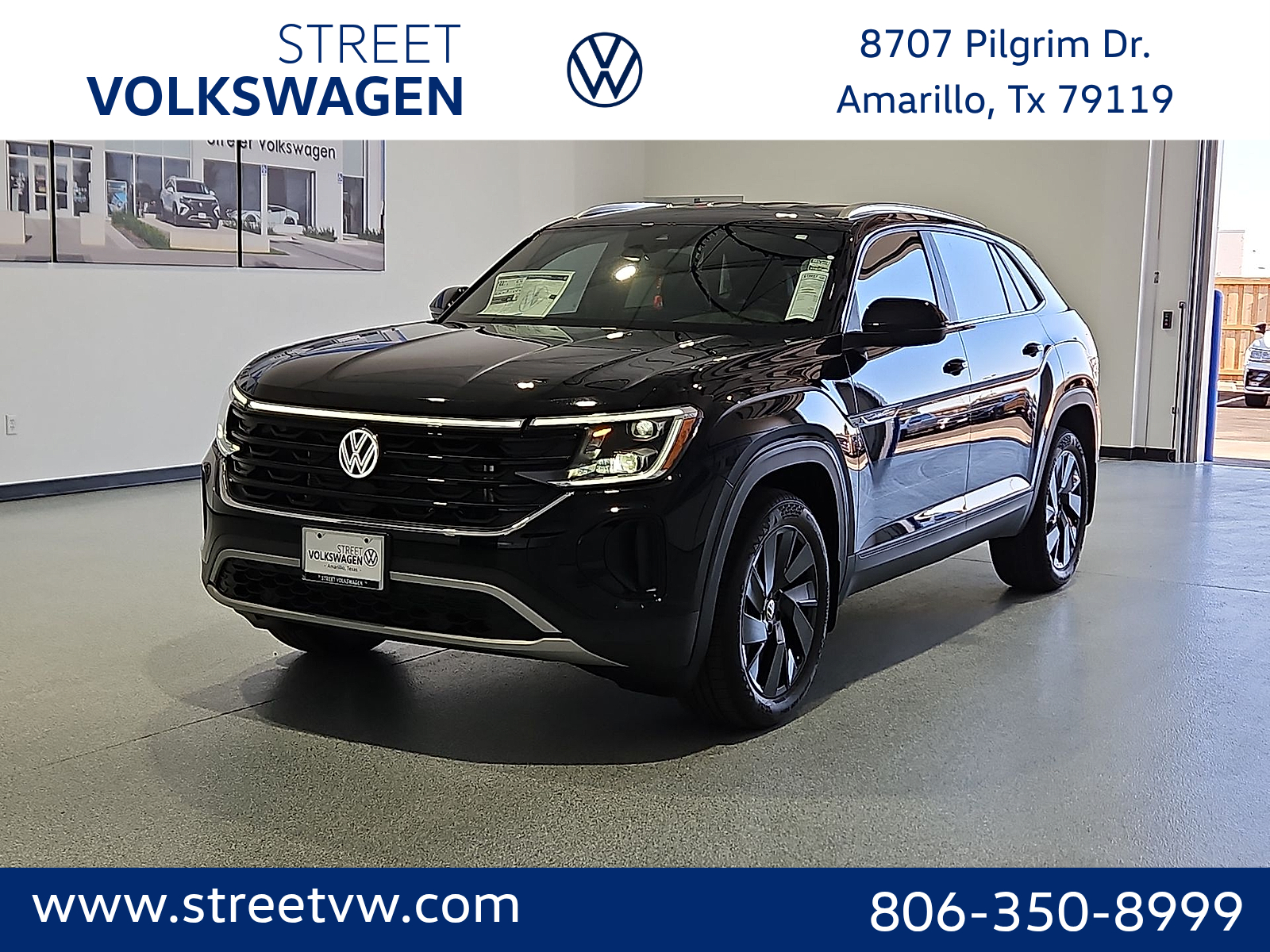 2026 Volkswagen Atlas Cross Sport SE with Technology in Deep Black Pearl