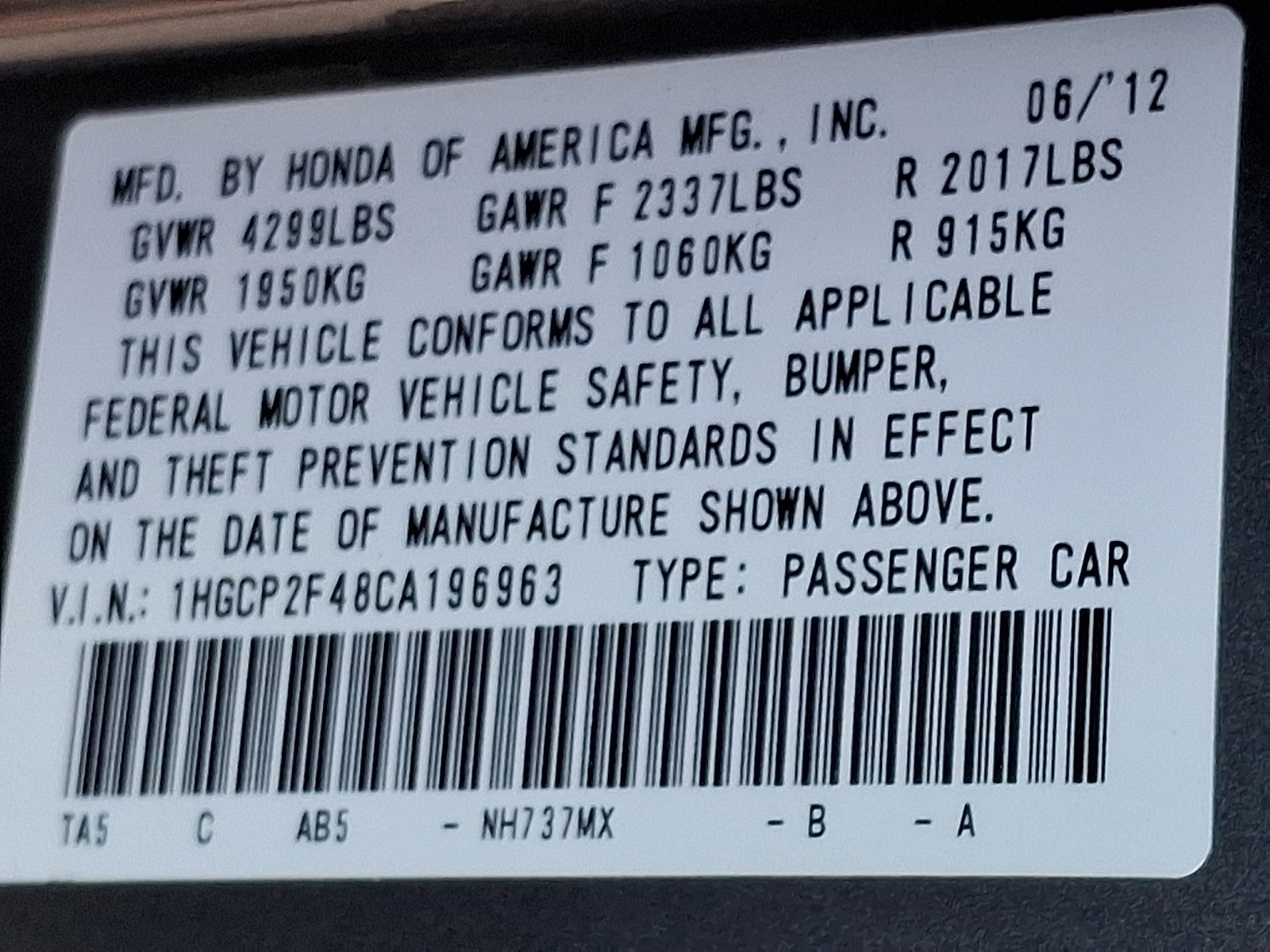 Used 2012 Honda Accord Sedan