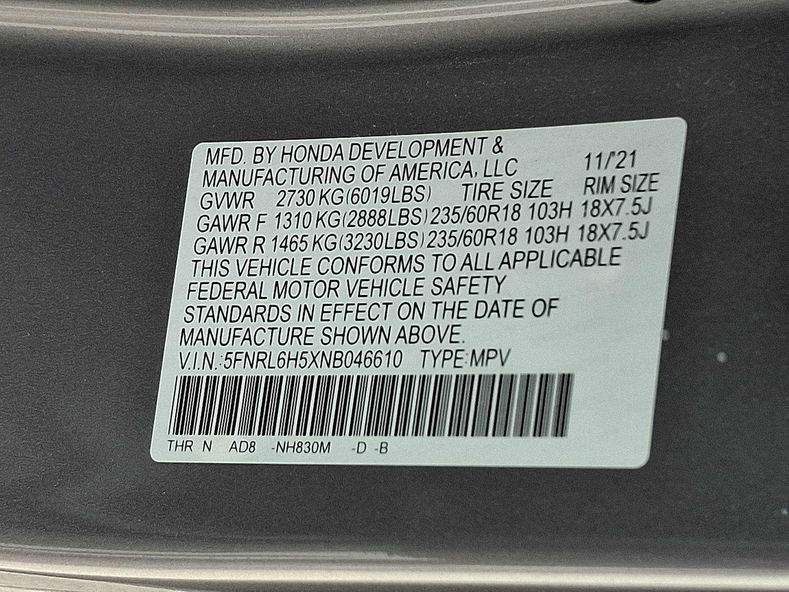 used 2022 Honda Odyssey car, priced at $18,466
