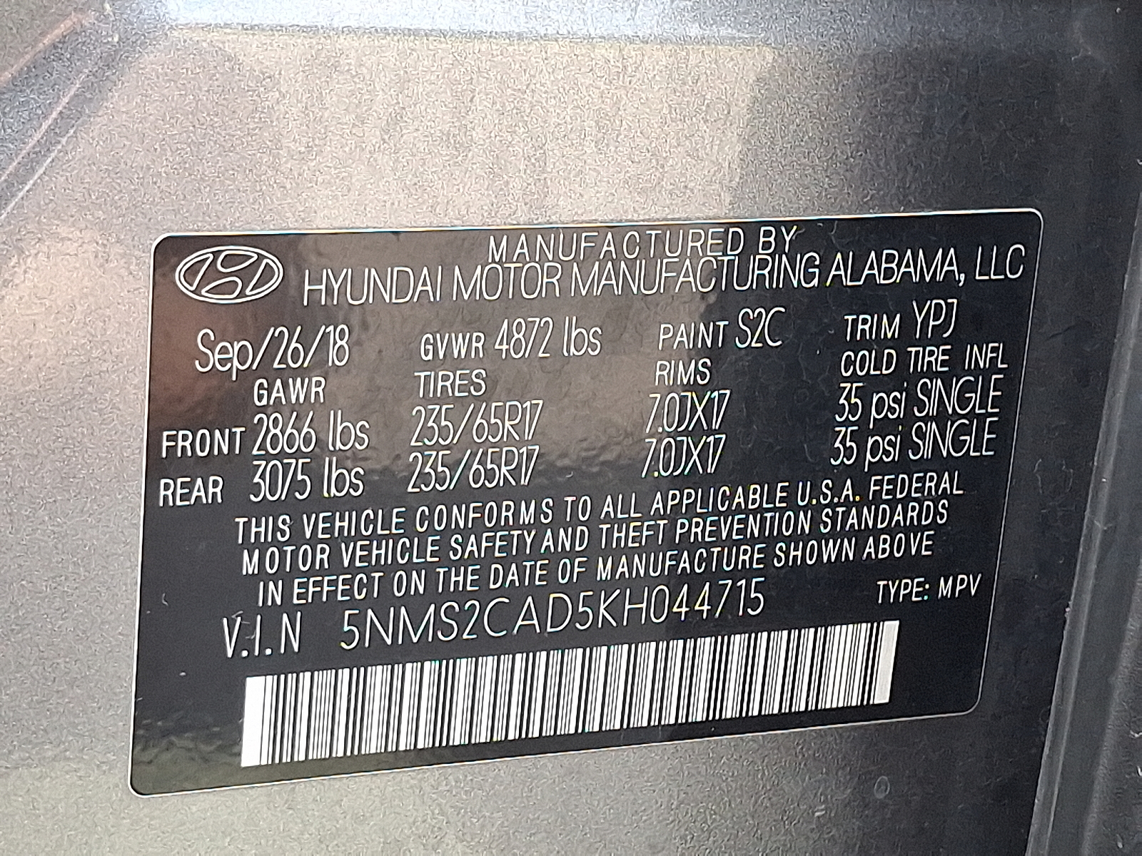 used 2019 Hyundai Santa Fe car, priced at $10,999